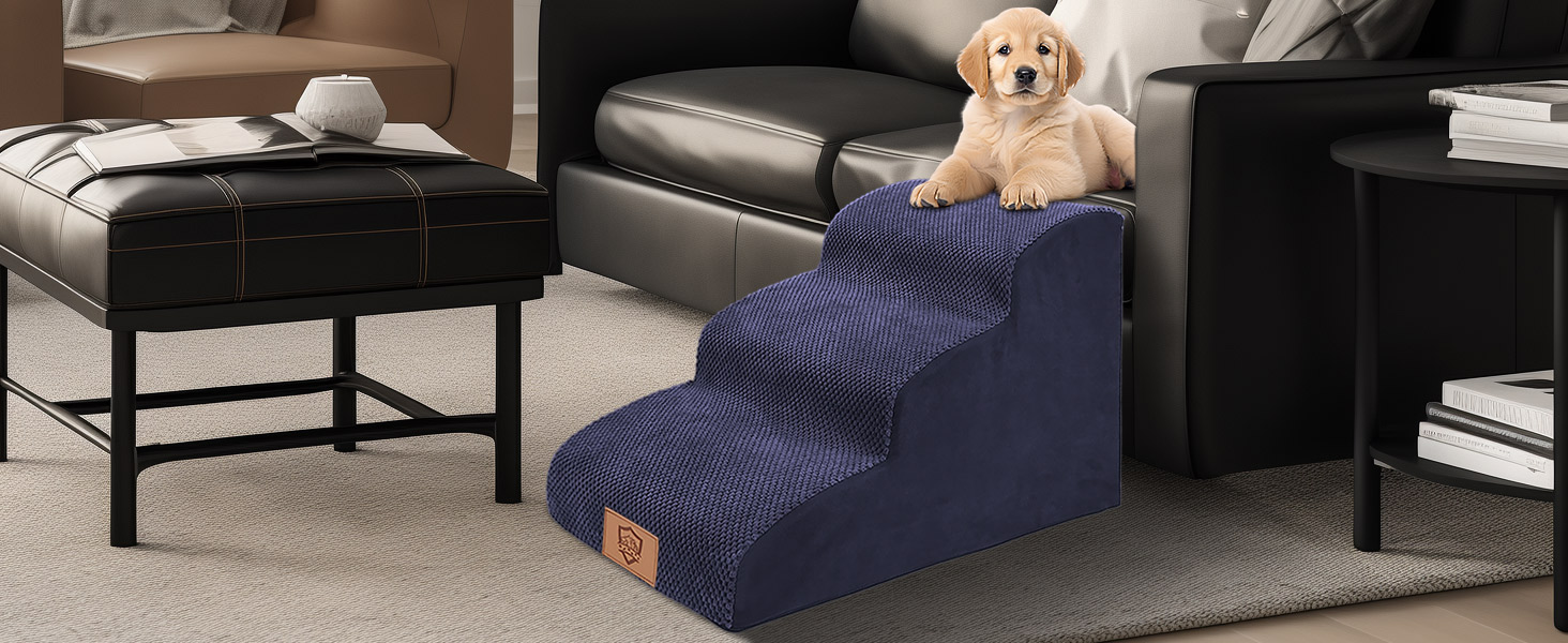 Сходинки для собак Masthome: 3 сходинки, блакитні, для маленьких собак та котів, 40 см, знімний чохол