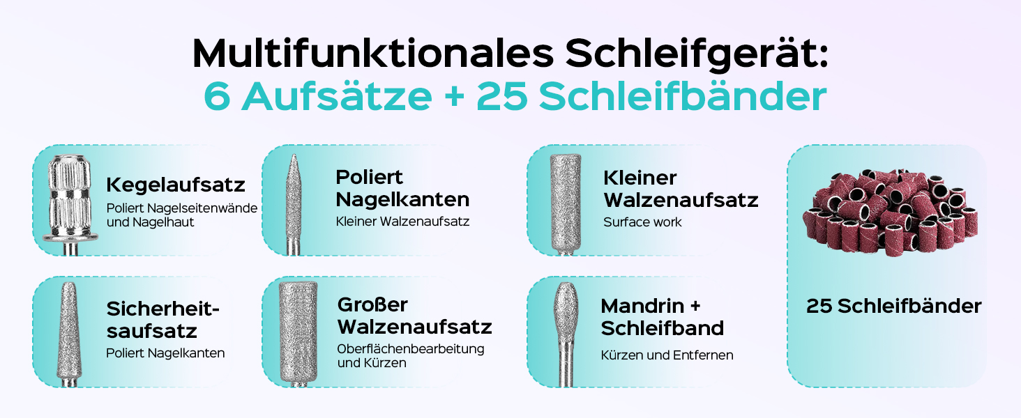 Електричний фрезер для нігтів Coslus: 20000 об/хв, регулювання швидкості та напрямку, манікюр та педикюр, набір для шліфування гелю та акрилу (фіолетовий)