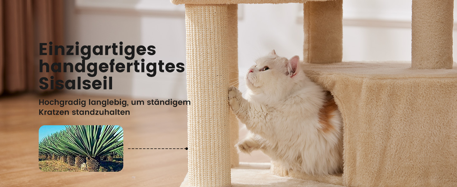 Кігтеточка-кліматична кімната для котів Gardner Pet Katzenbaum, 165 см, бежева