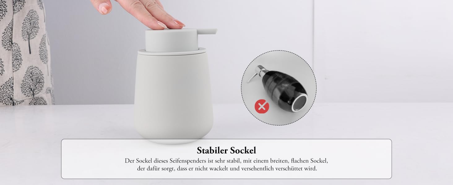 Дозатор для миючого засобу BosilunLife 350 мл - Наповнюваний, велика кнопка, стильний, антиковзкий, BPA-free для кухні та ванної кімнати