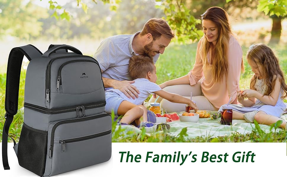 Рюкзак-холодильник MATEIN 34L, сірий, на 40 банок, для пікніків, пляжу, кемпінгу, чоловічий/жіночий