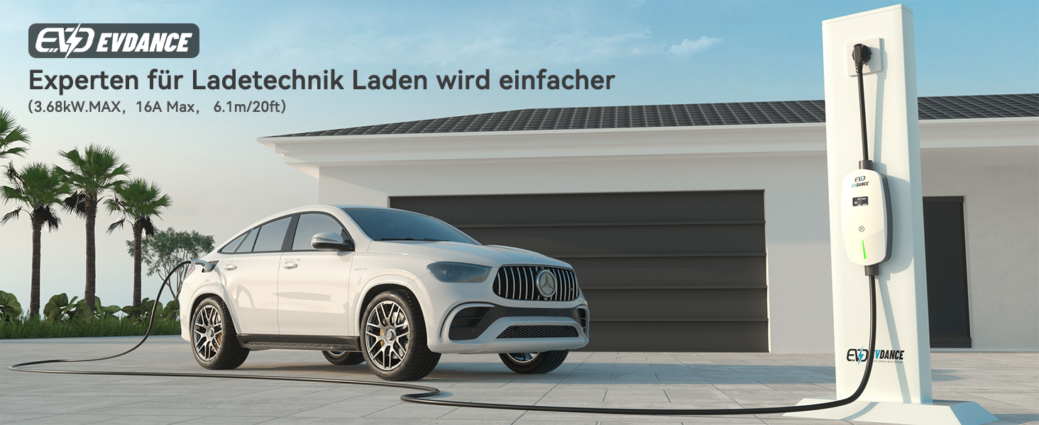 Кабель для зарядки електромобіля EVDANCE Type 2 Schuko 6.1м 3.68kW з OLED екраном, 6-16A для PHEV/EV (Білий)