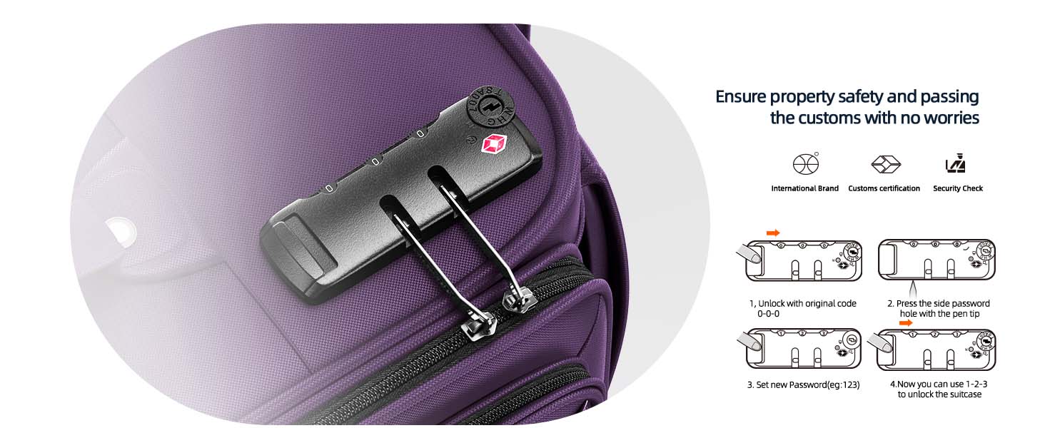 Набір валіз SHOWKOO 3 шт. з м'якою шкаралупою, розширюваний, легкий, міцний, з TSA замком та 4 колесами (фіолетовий)