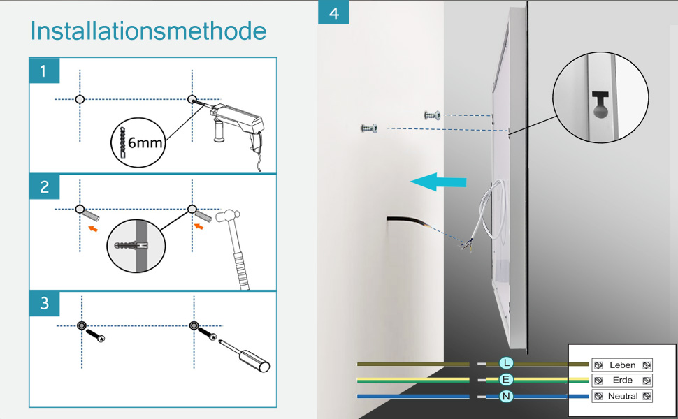 MIQU LED дзеркало для ванної кімнати з підсвічуванням 80x60 см, з розеткою, годинником, сенсорним керуванням, регулюванням яскравості, 3 кольори світла, антизапарник, збільшення, для ванної кімнати, туалету, коридору