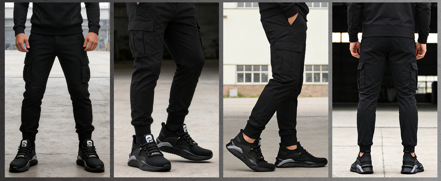 Робочі черевики / захисні черевики для чоловіків та жінок. Легкі, з металевим підноском, дихаючі, неслизькі, спортивного стилю, чорного та сірого кольорів, розміри 36-46 EU.