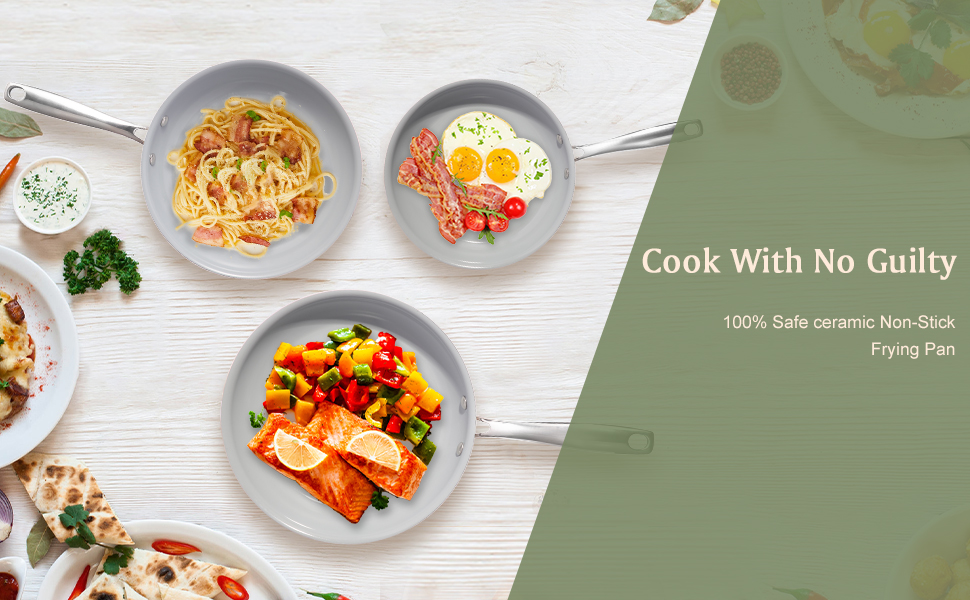 Керамічна сковорода Cookersway 28 см з антипригарним покриттям для індукції, млинців та оладок, кремова