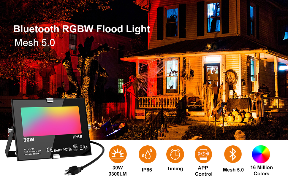 Світлодіодний RGB прожектор ChangM 30 Вт, 4 шт, Bluetooth-керування через додаток, 16 мільйонів кольорів, IP66 водонепроникний вуличний світильник для саду, фасаду, настрою