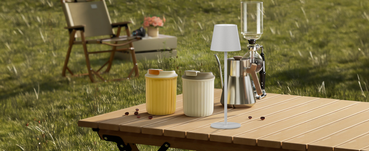 LED-лампа Klighten 2 шт. на акумуляторі, сірого кольору, диммування, бездротова, перезаряджувана, тепле світло 3000K, для дому та вулиці, USB-C, алюміній, IP54, вологостійка, сіра