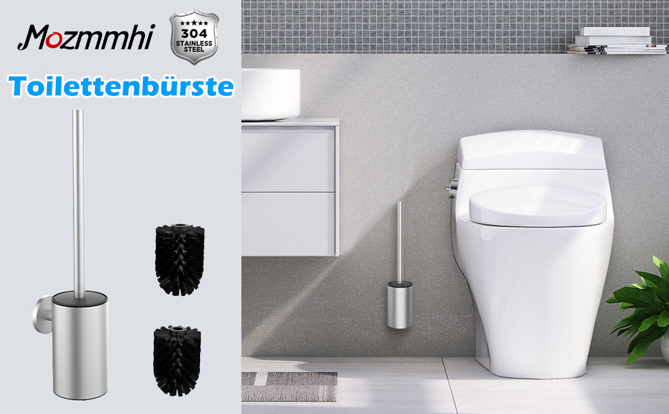 Набір для чищення унітазу з нержавіючої сталі 304, комплект з 2 насадками (круглі, срібні)