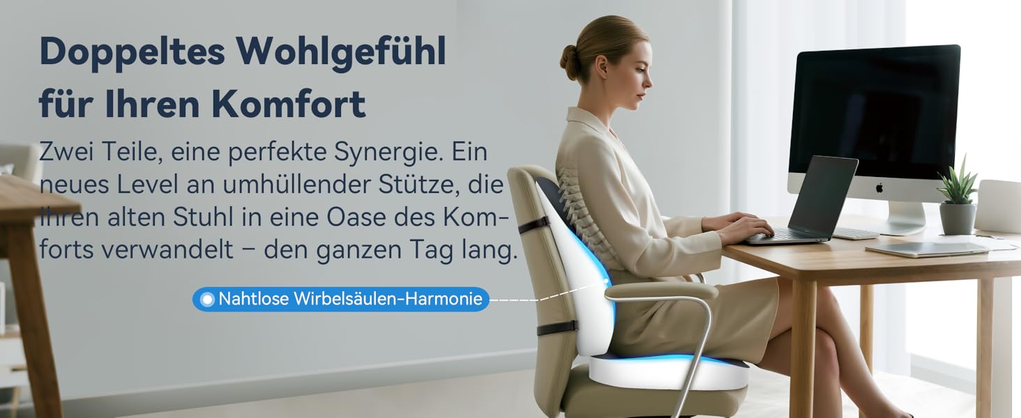 Подушка для сидіння з піни з ефектом пам'яті Travel Ease + поперекова підтримка для офісного крісла, авто, дому та подорожей, чорна
