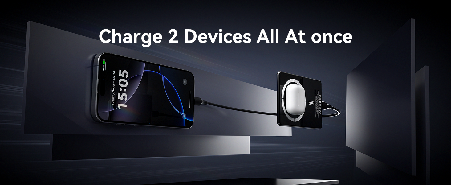 Power Bank MagSafe Ultra Slim 5000mAh, 6.9mm, PD20W - для iPhone, захисне скло Multicolor