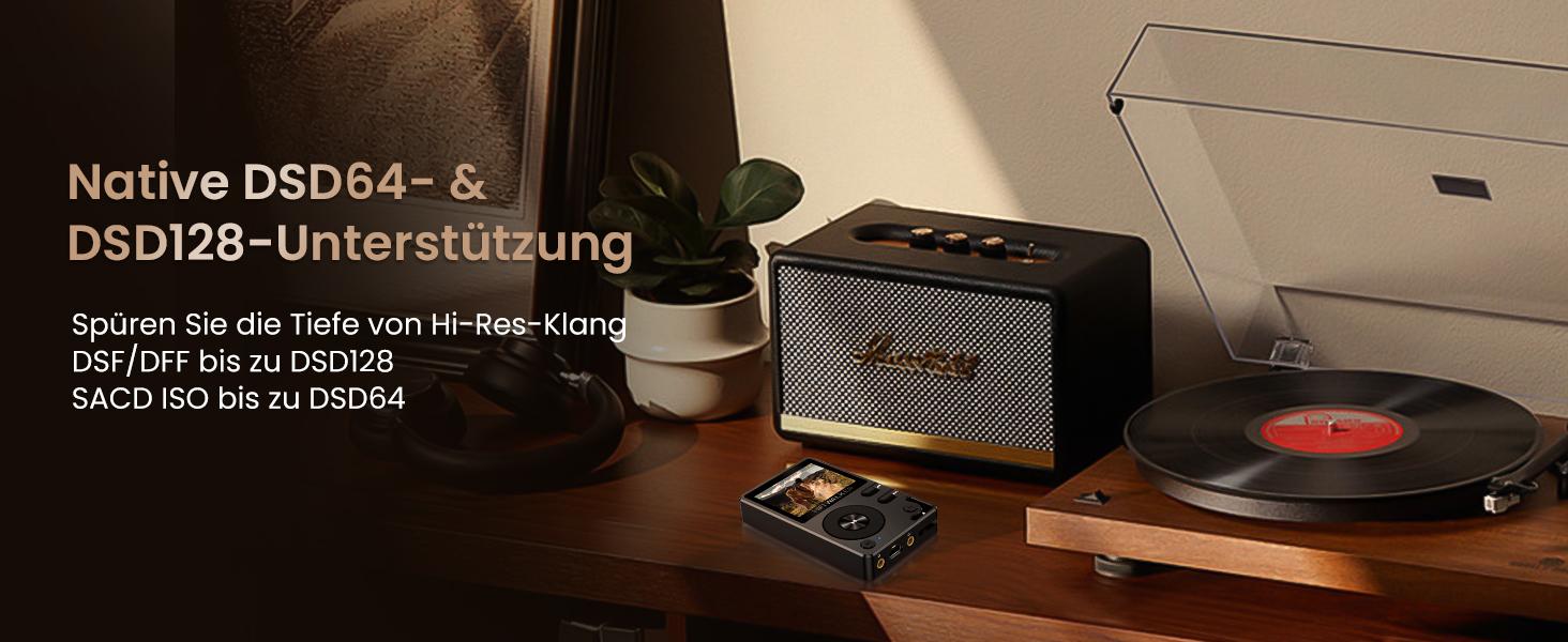 MP3-плеєр HiFi Walker H2 128GB Bluetooth 5.2 Hi-Res FLAC DAC, чорний. Підтримка SD до 512GB