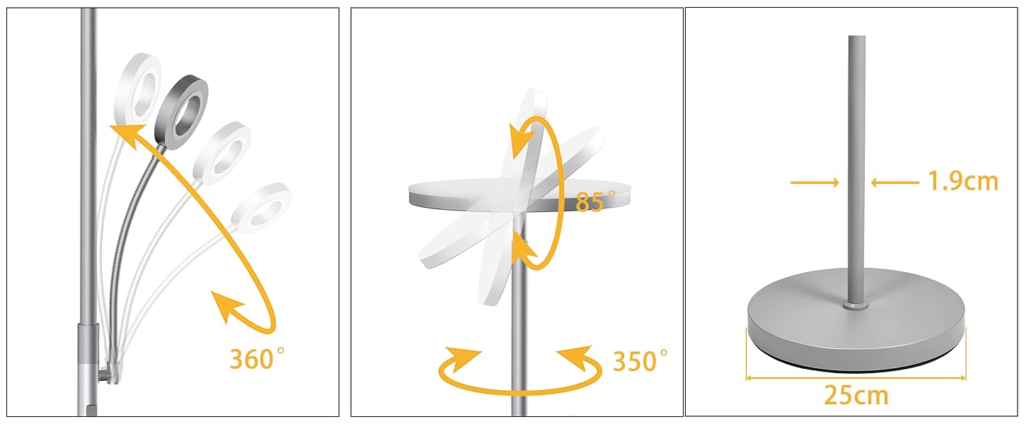 LED-підлогова лампа Modlicht 35W з регулюванням яскравості, чорна, 4200LM, з пультом та сенсорним керуванням, 3000-6000K, для вітальні, спальні, офісу