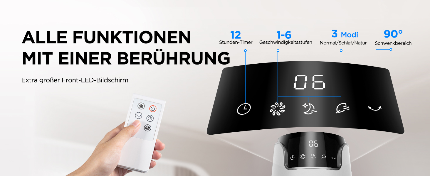 Турбовентилятор Midea FZ10-17JR: тиха робота, пульт дистанційного керування, 92 см, 45 Вт, чорний