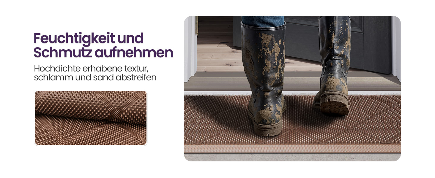 Килимок для дому та вулиці DEXI, 43x90 см, коричневий, водонепроникний, з антиковзким покриттям