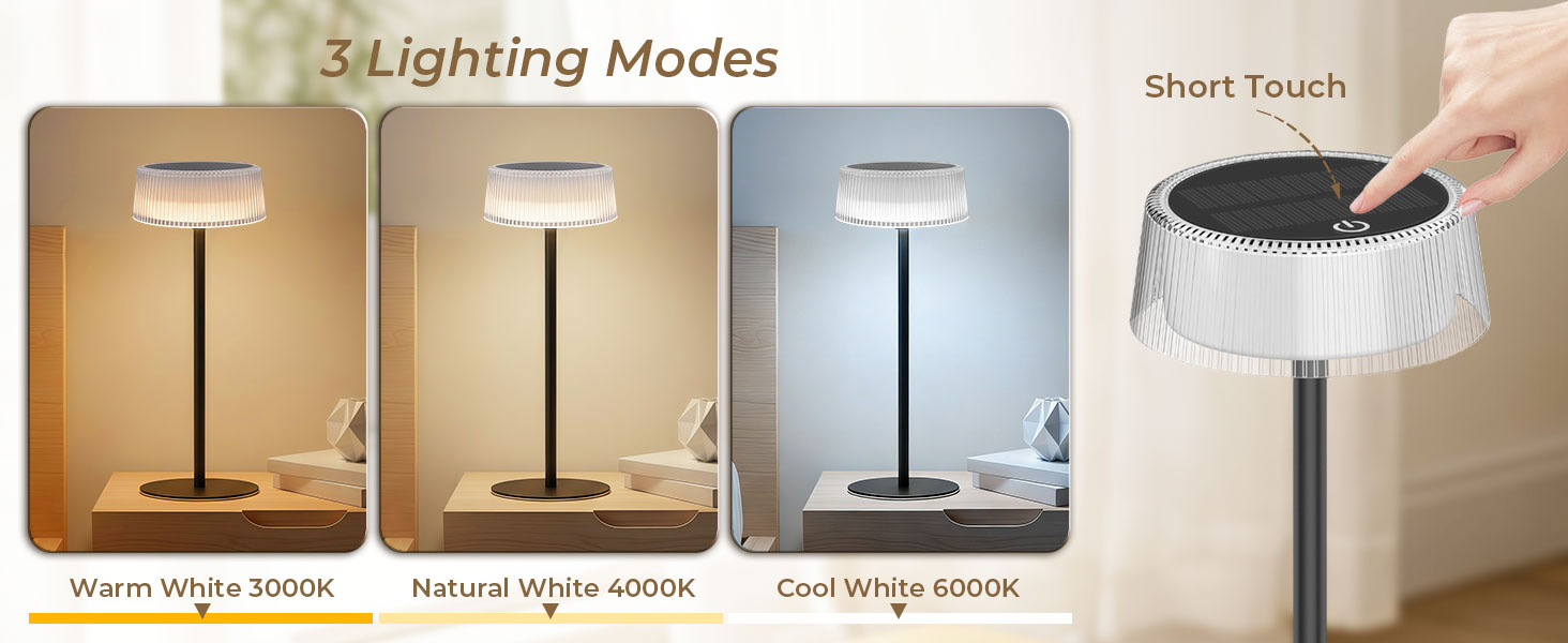 Світлодіодний акумуляторний настільний світильник Lacasa Solar 2 шт, димується, водонепроникний IP67, для дому, саду, спальні