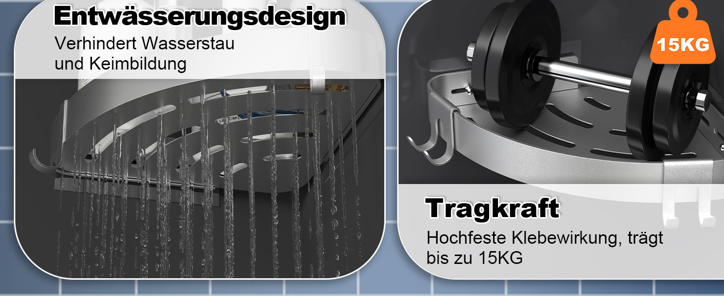 Поличка для душу кутова без свердління, шампунь-холдер, захист від іржі, 2 шт. (срібло)