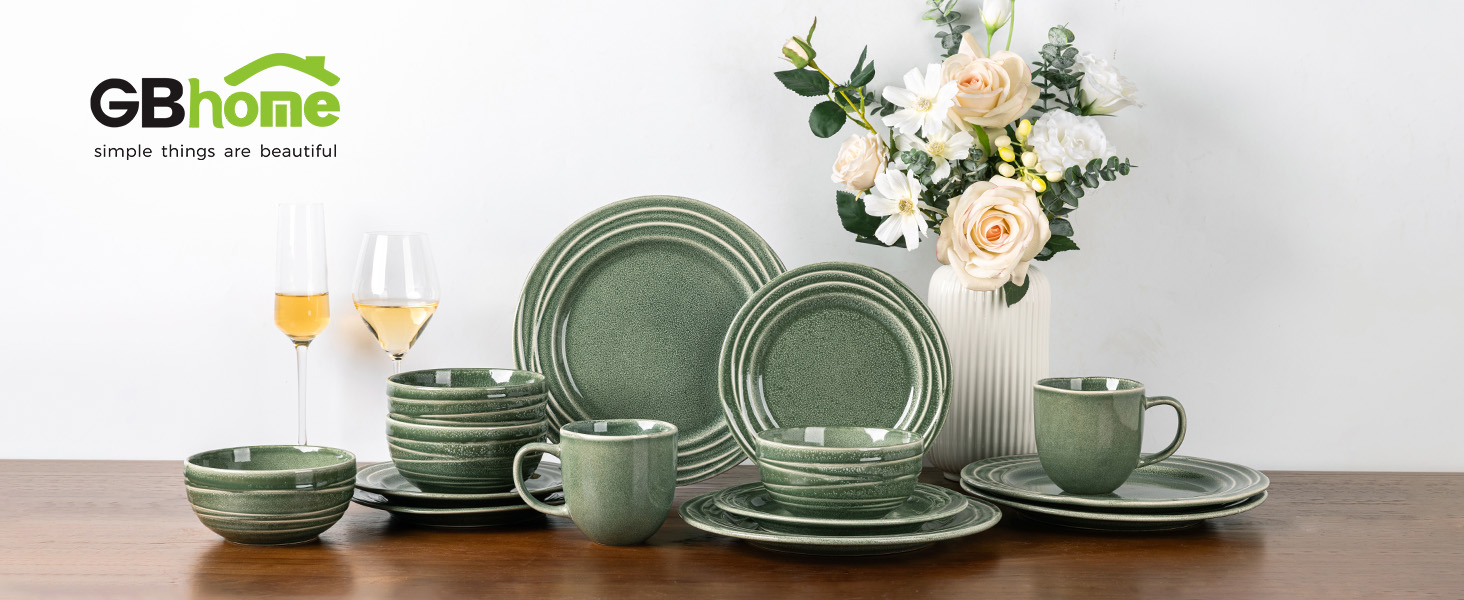 Набір керамічного посуду GBHOME, 12 предметів, ручної роботи, реактивна глазур, для 4 осіб, білий (Aktiv Weiß)