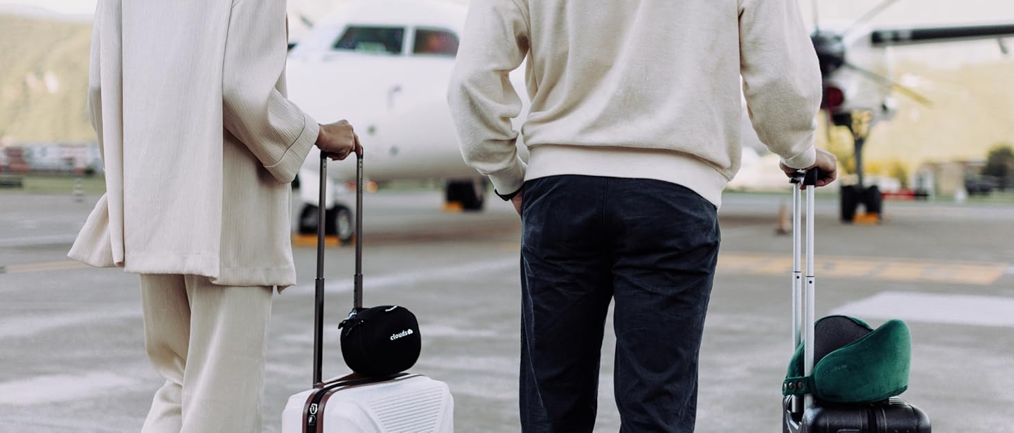 Подушка для шиї CLOUDS для подорожей – Memory Foam, 2 розміри, для дорослих, дихаючий чохол, 5 кольорів (Чорний, S/M)