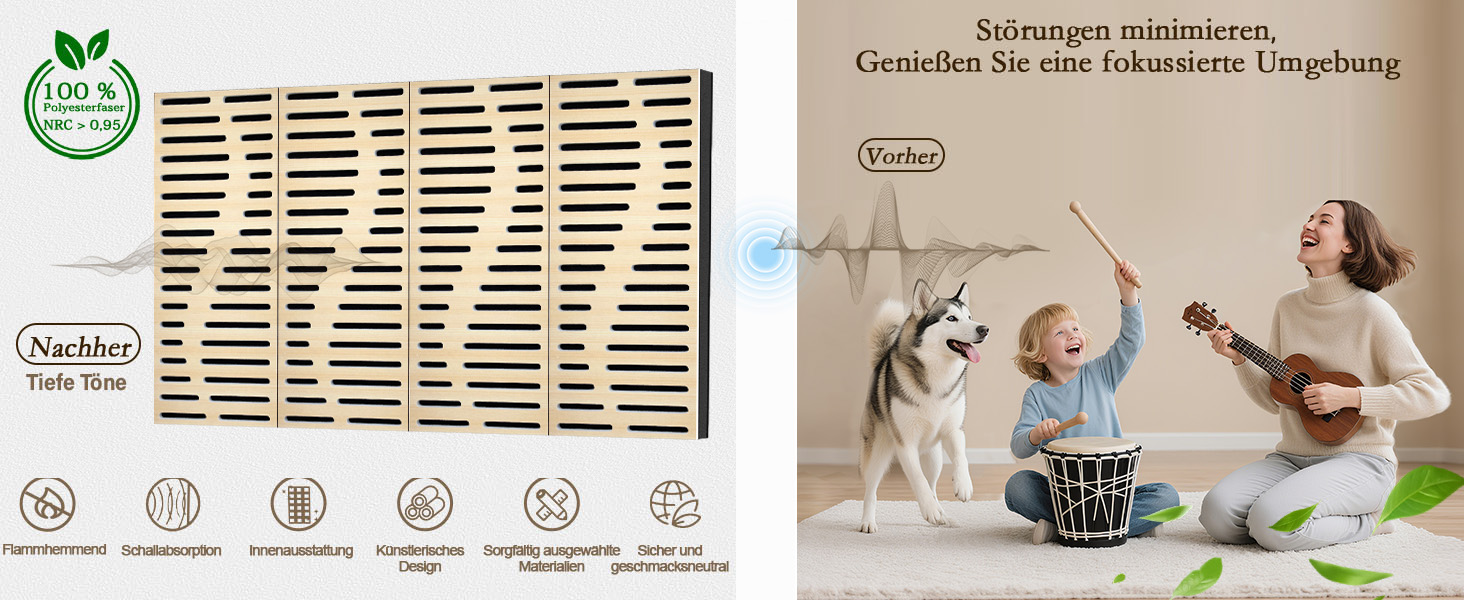 Акустичні панелі JBER для звукоізоляції стін, самоклеючі шумопоглинаючі плити з імітацією натурального дуба, 3-шарові декоративні панелі для студії, 60×30×4.5 см, еліптичні лінії (4 шт.)