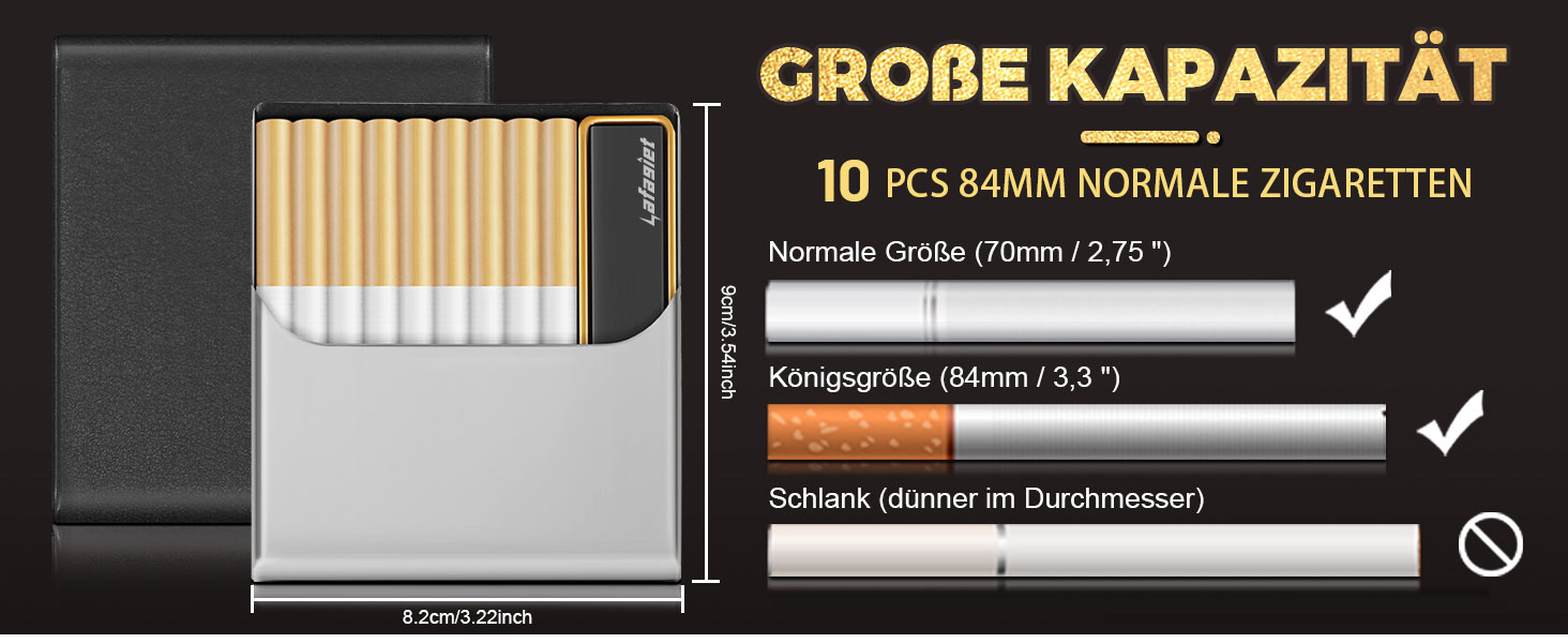 Чохол для сигарет Lafagiet з запальничкою для 84мм Regular King Size, ультратонкий, шкіряний, для чоловіків, бізнес, подарунок