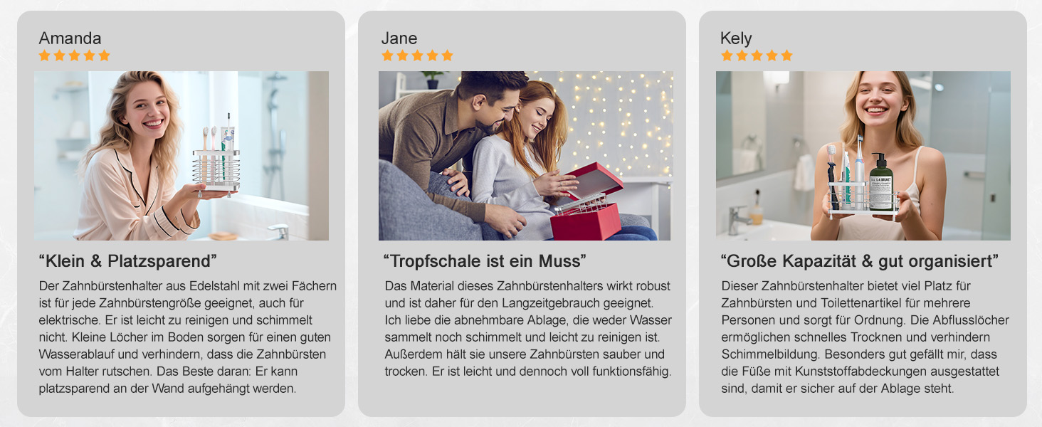 Підставка для зубних щіток Luxspire, електрична, з нержавіючої сталі, настінна без свердління, чорна, 2 слоти