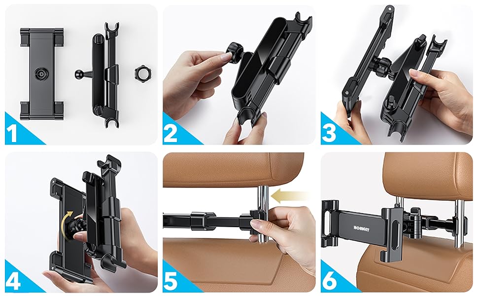 Тримач для планшета в авто, регульований, для iPad/iPhone/Samsung Galaxy/Kindle Fire/Nintendo Switch, 4.4-11 дюймів, Чорний/Червоний