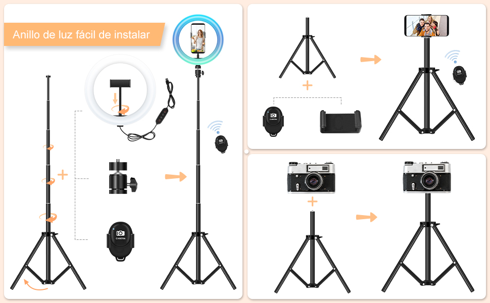 Кільцеве світло YISSVIC 25.4 см (10 дюймів) зі штативом та пультом, 168 LED, 3 режими світла та 26 RGB, для фото та відео, TikTok, YouTube, селфі
