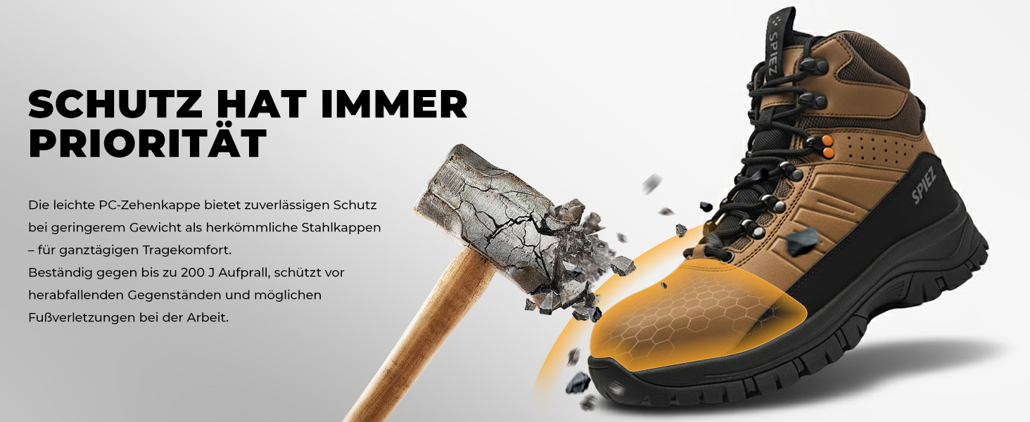 Черевики безпеки Spietz для чоловіків: легкі робочі черевики з композитною захисною капою, антистатичні, неслизькі, водонепроникні, для промисловості та будівництва, коричневі, розміри EU 39–46 43 EU