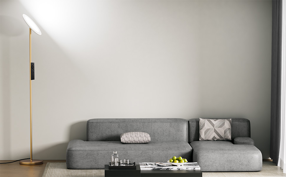 LED торшер PreeOtti для вітальні з димуванням, стельовий світильник LED з дистанційним керуванням та сенсорним, 36W, 3 колірні температури, регулювання, чорний (B-gold)