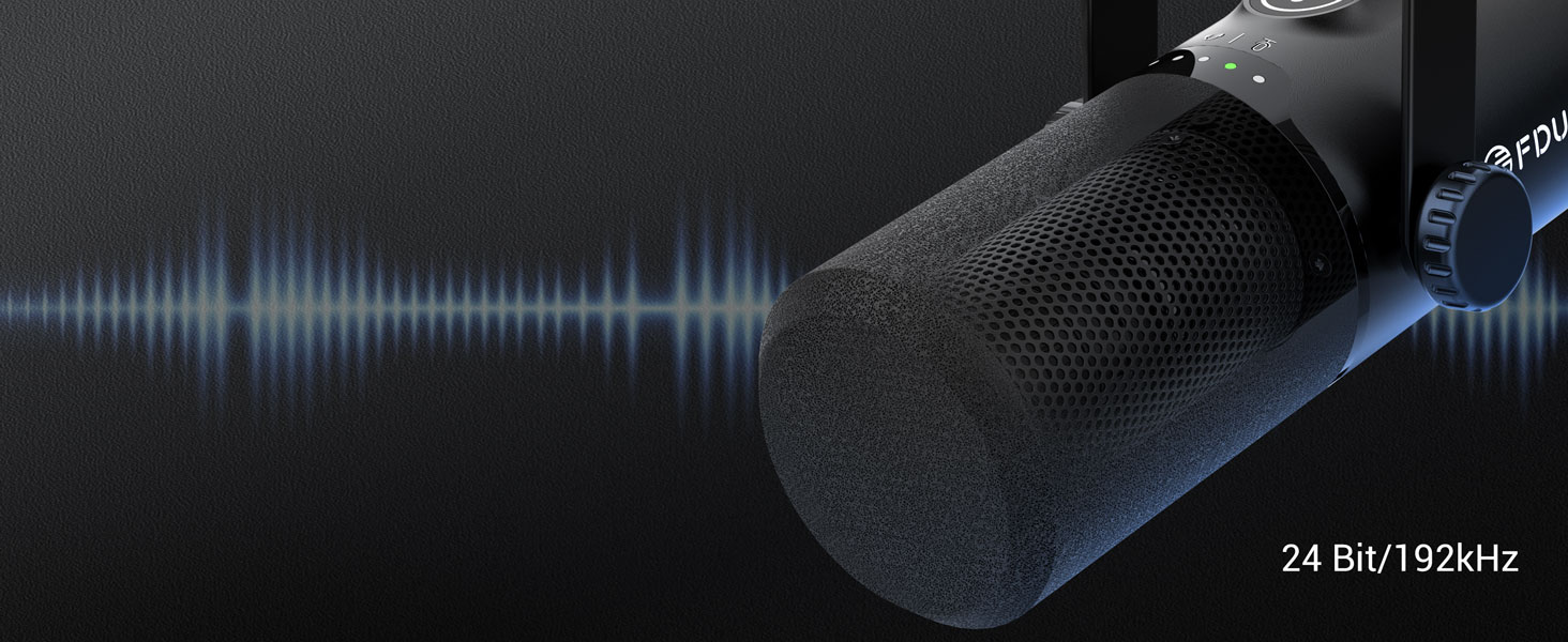 Ігровий мікрофон FDUCE з USB/XLR підключенням для запису подкастів, стрімінгу та співу з RGB-підсвічуванням, регулятором гучності та навушником, з кріпленням-жабою (D30+)