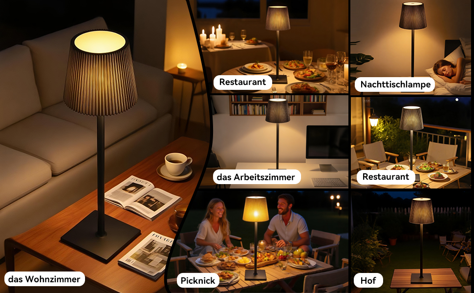 Акумуляторний LED світильник настільний Xiake 2 шт, димований, IP54, 3 режими світла для спальні, офісу, вулиці, чорний