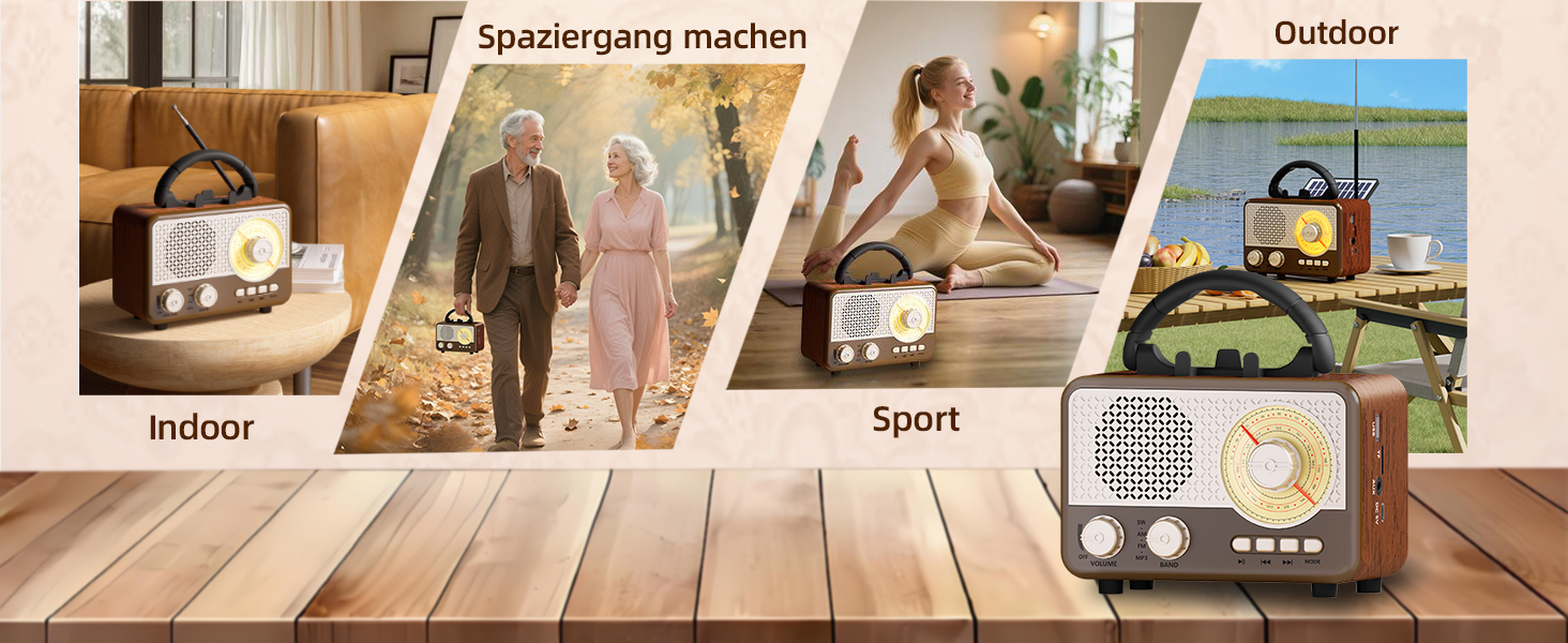 Портативна радіоприймач AM/FM/SW з сонячною батареєю, Bluetooth, USB/TF/AUX, для кемпінгу та подорожей. Підходить як подарунок для чоловіків