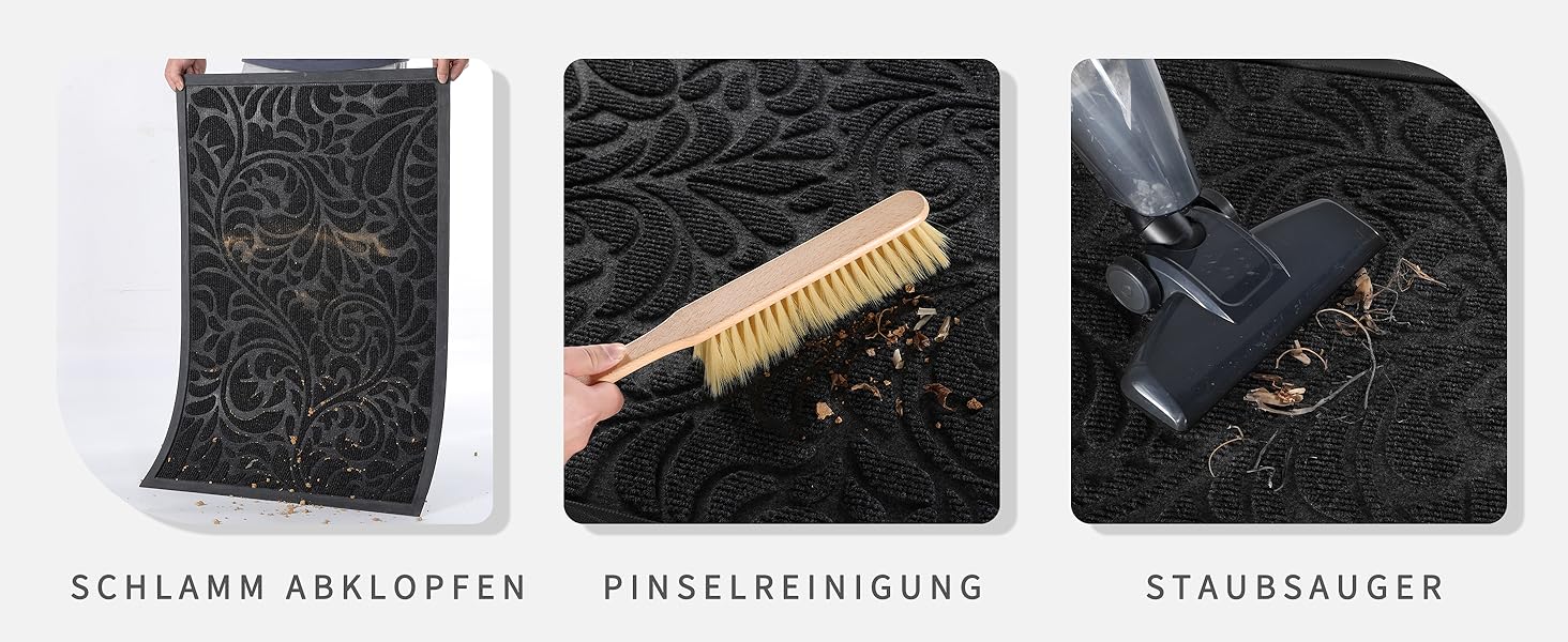 Килимок для дому та вулиці Yimobra, 75 x 43 см, чорний - миючий, неслизький, для входу, тераси, саду