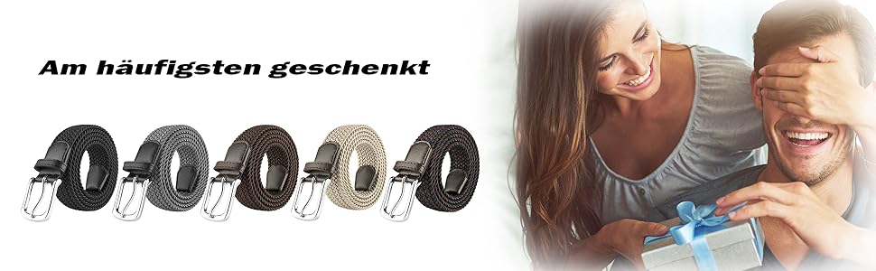 Жіночий еластичний плетений ремінь JUKMO, чорний, розмір XL (101-110 см талія, довжина 125 см)