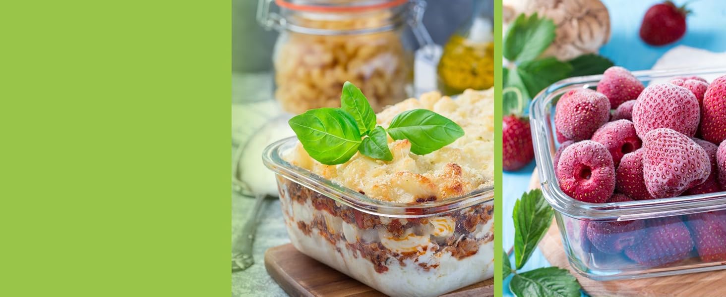 Набір контейнерів VonShef для зберігання їжі (10 шт.) – 1050 мл та 370 мл, придатні для духовки та мікрохвильової печі, миючі в посудомийній машині, герметичні та витікання, ідеальні для приготування їжі на тиждень