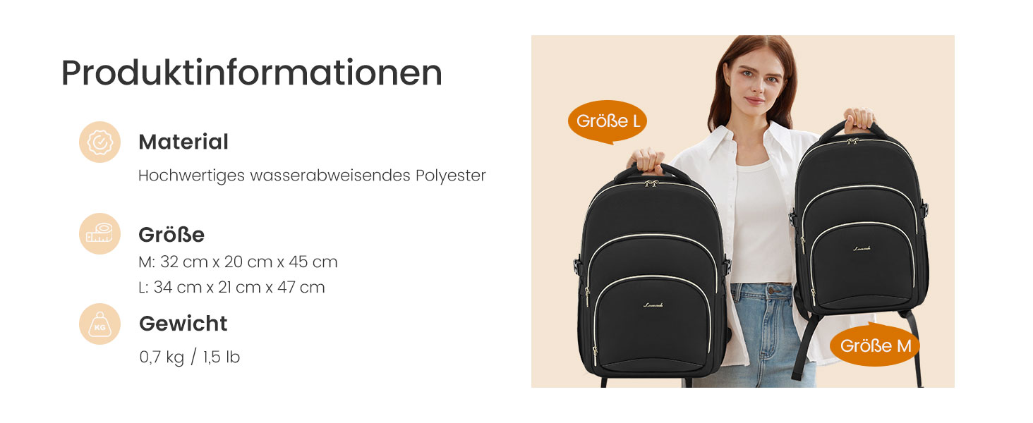 LOVEVOOK Рюкзак для жінок, 15.6 дюймів, водонепроникний, для школи, підлітка, елегантний, для роботи, навчання, подорожей, універсальний, чорно-бежево-коричневий