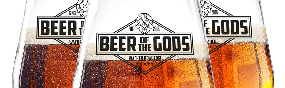Набір з 3 склянок для крафтового пива Stout від Wacken Brauerei | 300-500 мл | Склянка для IPA, Pale Ale | Стійке до миття в посудомийній машині