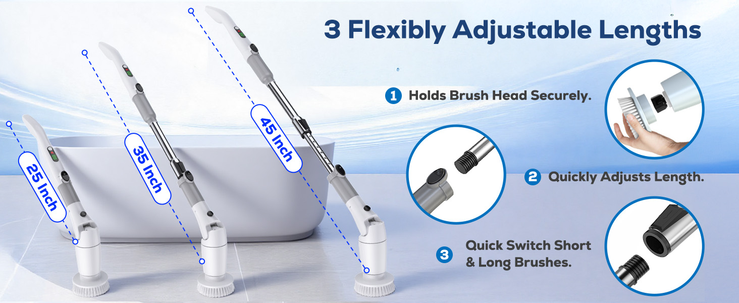Електрична щітка для прибирання: 8 насадок, 2 швидкості, 550 RPM - для ванної, плитки, скла
