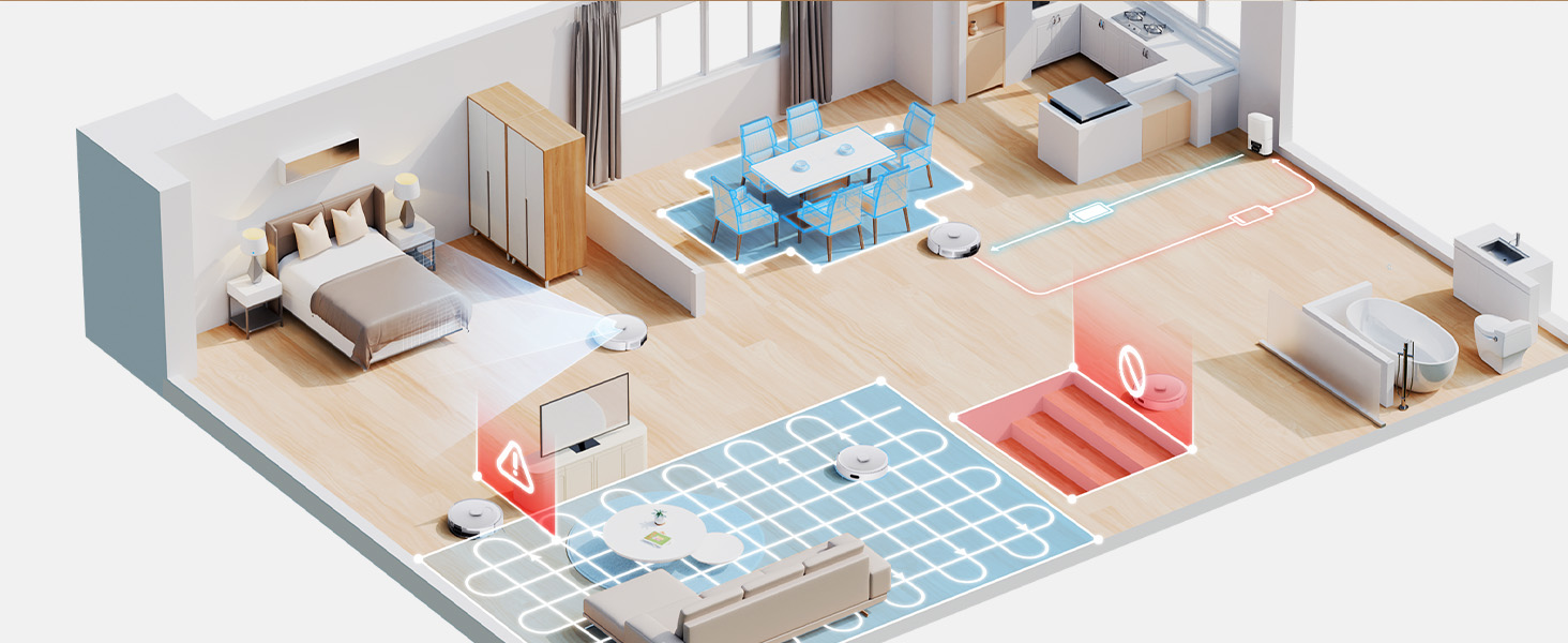 Робот-пилосос Tapo RV30 Max Plus з функцією миття та автоматичною станцією самостійного очищення, 5300Pa, LiDAR+IMU, голосове керування Alexa & Google Assistant, білий