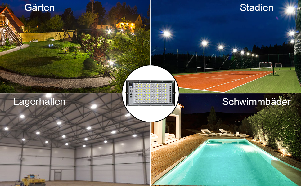 BOSITE LED прожектор для вулиці 100 Вт, 2 шт, холодне світло 6500K, 10000 Лм, IP65, водонепроникний світлодіодний ліхтар для двору, воріт, газону, гаража, стадіону, майданчика