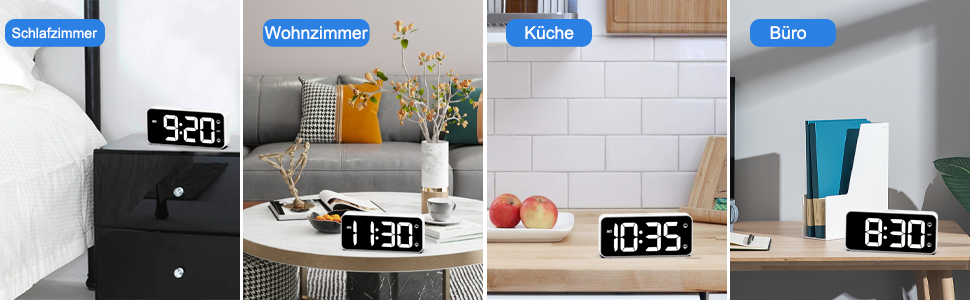 LED-годинник з будильником LATEC з двома тривогами, USB-зарядкою, регулюванням яскравості та гучності, 8 мелодій, 12/24 год, мережевий