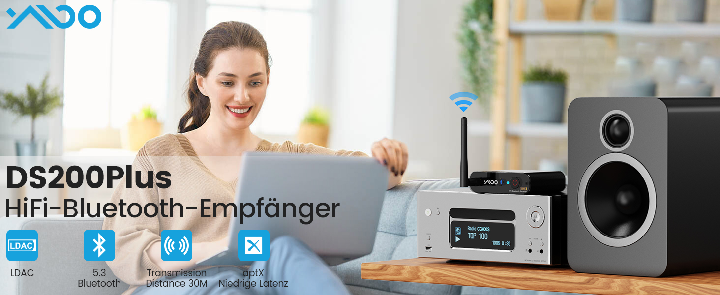 Bluetooth аудіоприймач YMOO з LDAC, ESS DAC-чіпом: оптичний та RCA вихід для стереосистеми