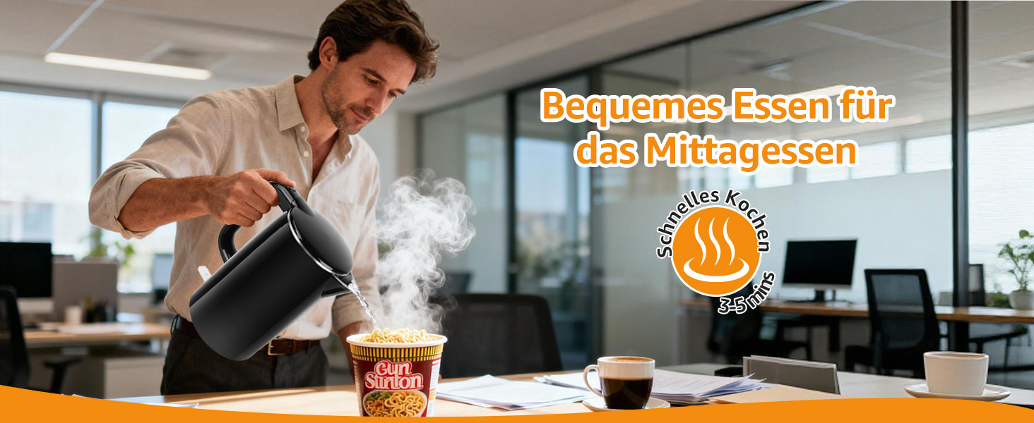 Електричний чайник Aigostar з нержавіючої сталі, чорний, 1.7 л, 2200 Вт - Швидкий кип'ятіння, подвійні стінки, без пластику, індикатор рівня води, автовимкнення, BPA-free, для кухні та офісу