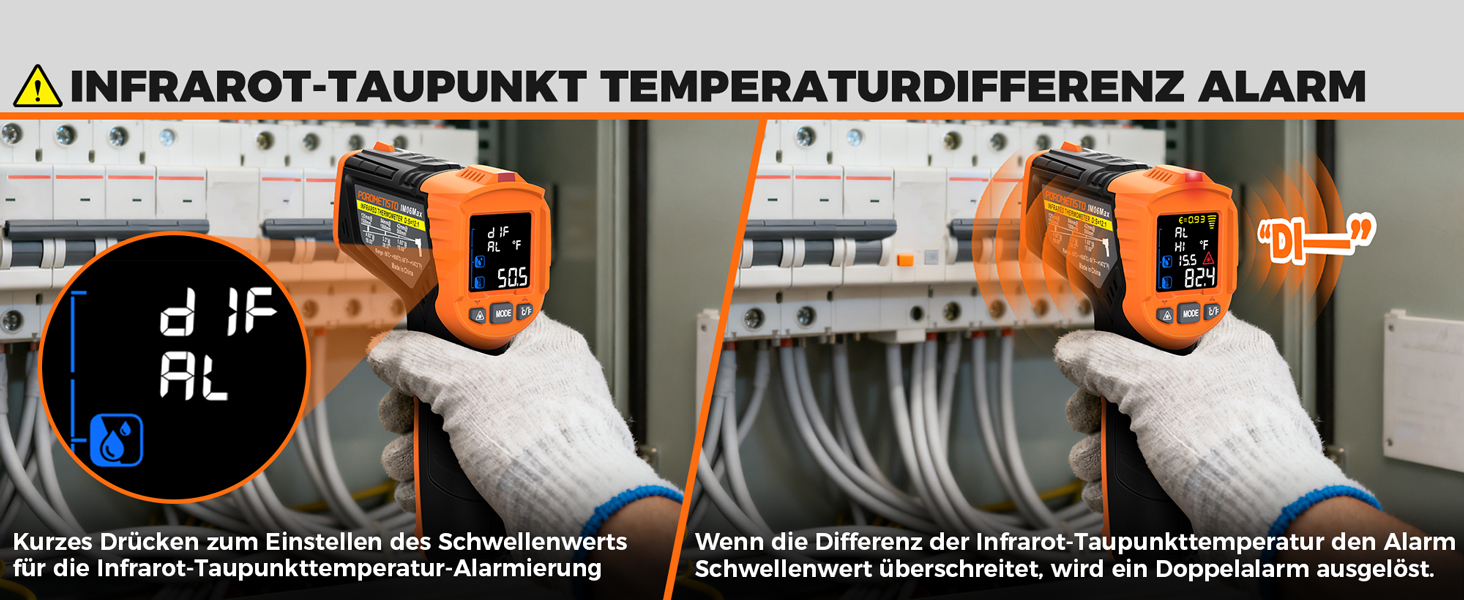 Інфрачервоний термометр лазерний IM06MAX з K-типом зонда (-50°C до 800°C) для промисловості, HVAC, приготування їжі та ремонту авто