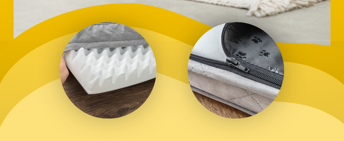 Ортопедичне ліжко для собак Lionto, 60x40x8 см, з м'яким плюшем, знімний та пральний чохол, водовідштовхувальне, для собак та котів, сірого кольору