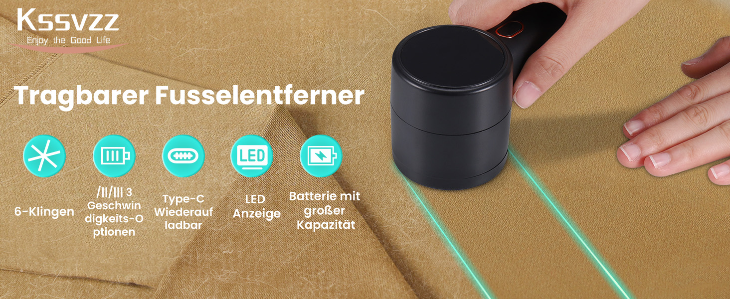 Електричний видалення ворсу Kssvzz: бездротовий зрізувач ворсу для одягу, 3 швидкості, LED-дисплей, USB-зарядка, 2 змінні леза