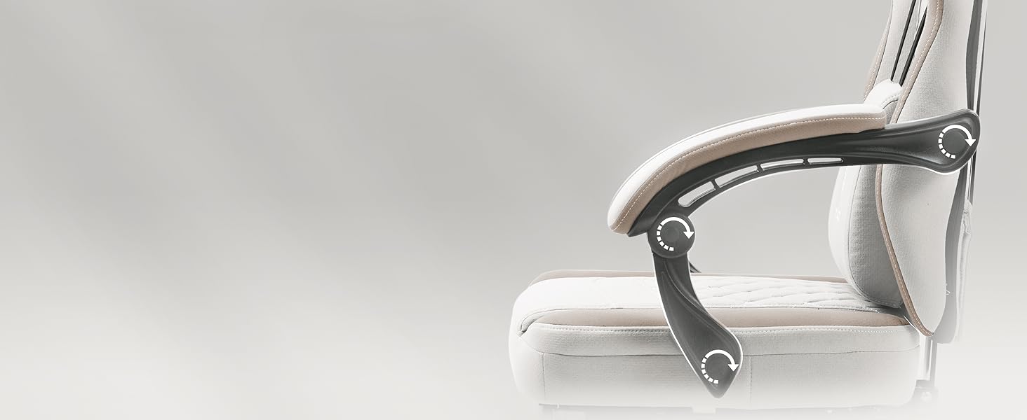 Крісло ігрове Dowinx з тканини, масажне, з підніжкою, ергономічне, для геймерів, офісне, 150 кг, бежеве