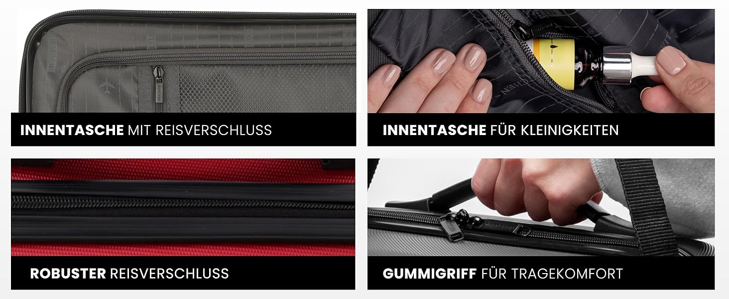 Валіза на колесах WITTCHEN Globe Line S, ручна поклажа, ABS, 4 колеса, кодовий замок, телескопічна ручка, червона | Підходить для Lufthansa, Eurowings, Ryanair, Condor, Discover Airlines