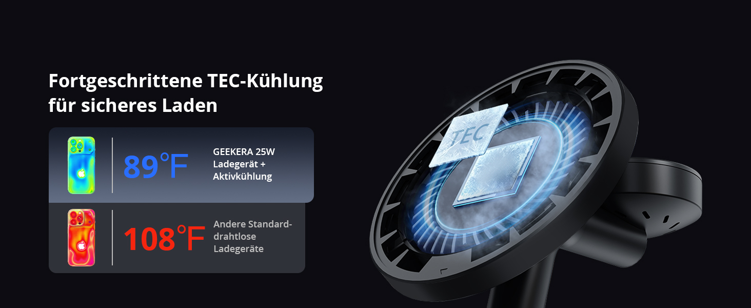 GEEKERA 25W Бездротова зарядка 4-в-1 MagSafe: для iPhone 17/16/15/14/13/12, Apple Watch (11-2), AirPods + Кабель + Блок живлення 45W (Чорний)